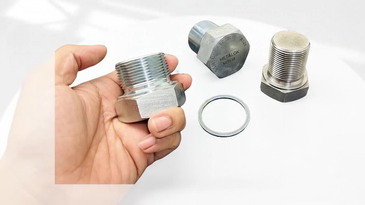 Metalok header plug in hand
